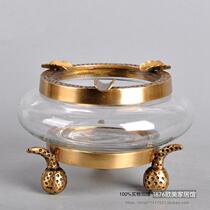 India imported European and American luxury brass with glass to send mens gift ashtray model room decoration