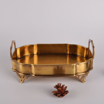 India imported brass pure copper metal teacup tray Coffee tray Storage tray Candy tray European and American classic tea tray