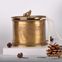 India imported handmade vintage old pure copper storage box Tea cans European storage cans high-end decorative ornaments