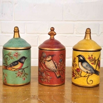 European American do old flowers and birds storage cans ornaments home ceramic crafts creative retro tea cans