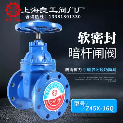 Shanghai Liangong Valve Factory Z45X Dark Bar Water Pump House Soft Seal Elastic Seat Flange Gate Valve