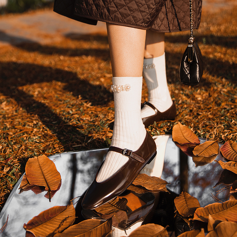 ALEXSARA 2022 Early spring new retro round head Mary Jen gentle flat-bottomed women's shoes cool sweet-style single shoes