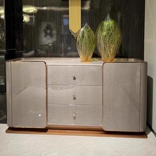 Italian-Style Light Luxury Solid Wood Bentley Sideboard Hong Kong-Style Post-Modern Minimalist Bedroom Tv Cabinet Living Room Storage Entryway Cabinet