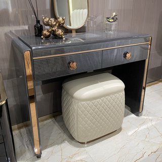 Italian Accessible Luxury Bentley Dressing Table and Stool Integrated Modern Simple Popular Classy House Solid Wood Popular Makeup Table