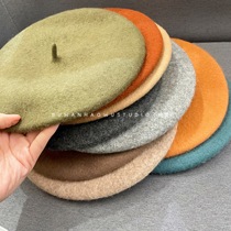 Hood type knock good export quality high grade foreign style hard solid color wool beret pageant hat retro Joker