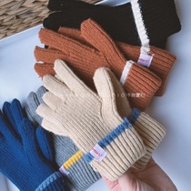 The foreign style is very good) South Koreas single autumn and winter imitation wool thick riding leakage finger convenient touch screen lady gloves