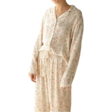 Свежие бежевые шорты, пижама, цветочный принт, короткий рукав