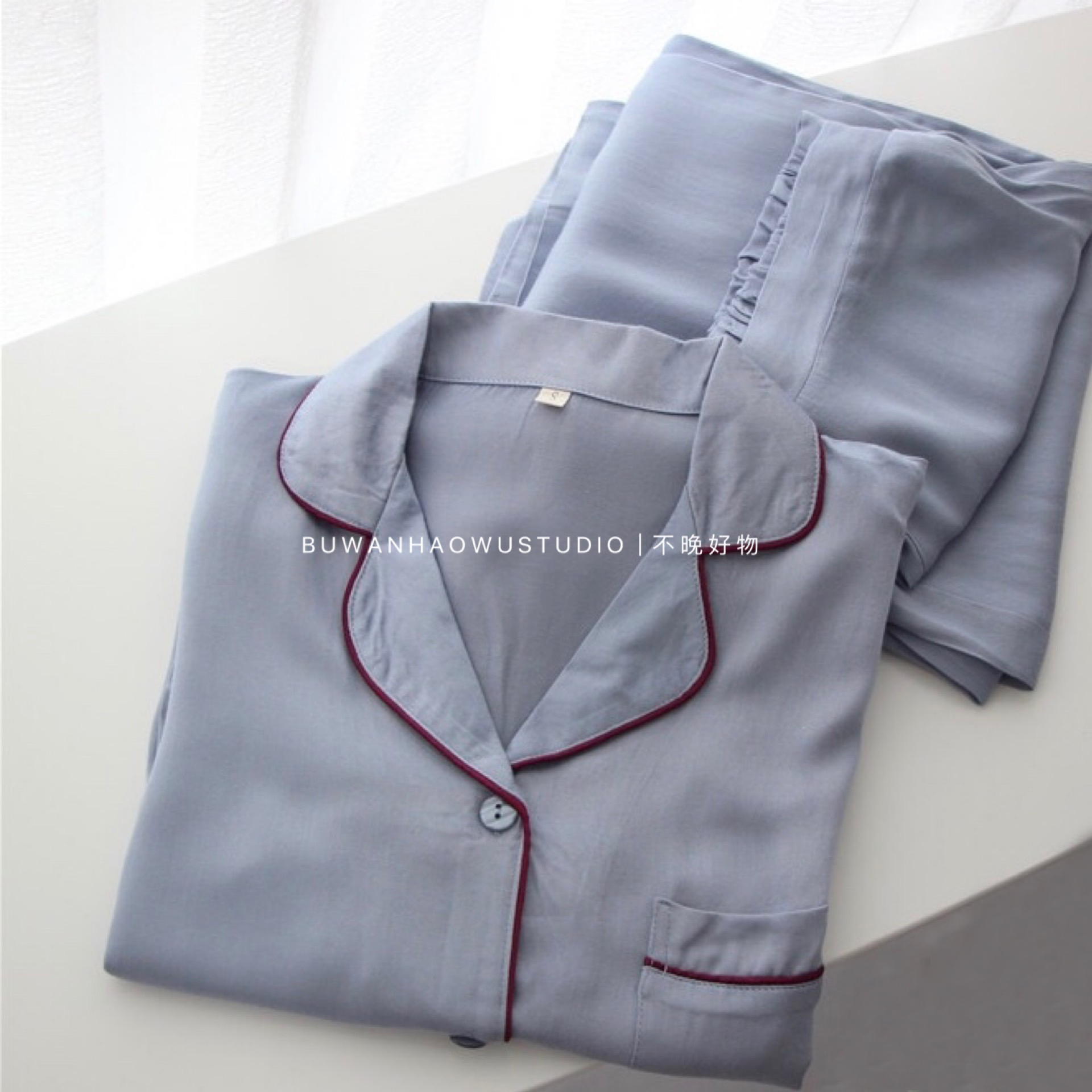 Foreign trade original factory) o home Morandi solid color premium satin super skin-friendly ultra-soft home clothes pajamas