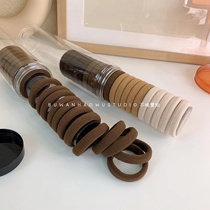 Good things special use Korean simple barrel high elastic hair rope leather band Curry Brown black leather case 20