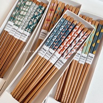 Fast in look good without falling out of color Foreign trade Amazon Japanese-style Nordic Ins bamboo and wood chopsticks 8 Double