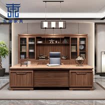 New Chinese solid wood desk Presidents manager boss Table Xiangyun Tai Bantai White wax wood book room book table and chairs combination