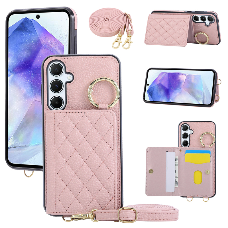 Suitable for Samsung A56 Phone Case with Card Holder, A55 Soft Edge, A35 New Model, A15 Anti-Drop, A16 Crossbody, A25 Shoulder Strap, A34 Lanyard, A54 Chanel Style, A53 Wallet Style, A17 High-End Leather for Women