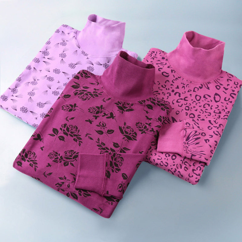 Turtleneck underwear women's thin loose elderly autumn clothes autumn pants grandma cotton warm clothes cotton sweater set