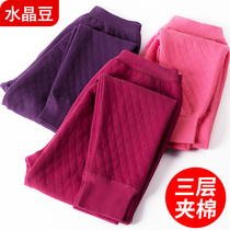 Middle Aged Seniors Autumn Pants Thickened Lady Full Cotton Sweatpants Old Lady 3 Layers Clip Cotton Warm Pants Pure Cotton Pants Autumn winter