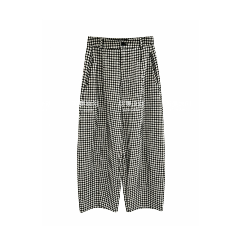 Tingmei "麻调格纹" Straight-Leg Casual Pants Tingmei "麻调格纹" Straight-Leg Casual Pants
