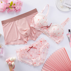 New ice silk couple underwear three-piece set couple style bra bra underwear set underwear ຄູ່ຮັກ