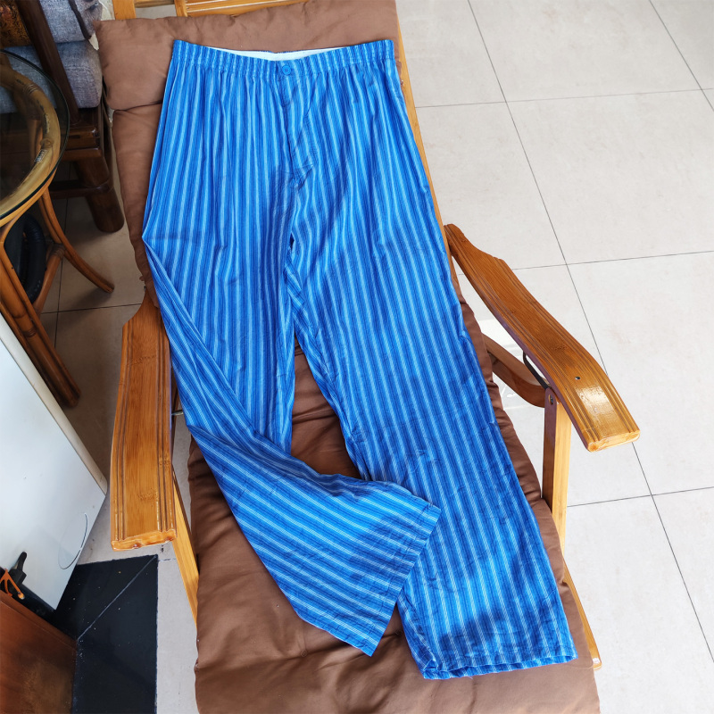 Men's Export Trousers, Open Placket, All-Cotton Home Pants, Woven Cotton, Ultra-Thin, Breathable, Striped Sleep Pants for Spring, Autumn, and Summer Men's Export Trousers, Open Placket, All-Cotton Home Pants, Woven Cotton, Ultra-Thin, Breathable, Striped Sleep Pants for Spring, Autumn, and Summer