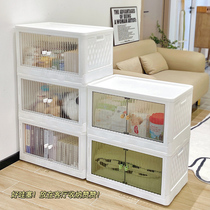 Living room storage box household storage large-capacity plastic transparent wheeled removable snack toy book organizer