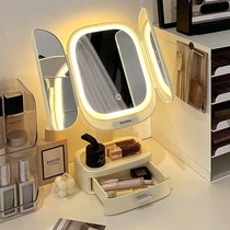 High-end LED makeup mirror storage box integrated desktop bedroom home dressing table desktop with light dressing mirror