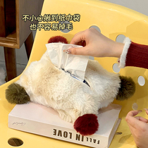 Fabric cute tissue bag hanging plush portable living room bedside toilet car hanging car tissue paper set