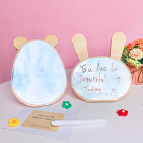ins makeup mirror wooden girl heart tremble dormitory students cute Net red desktop graffiti mirror folding
