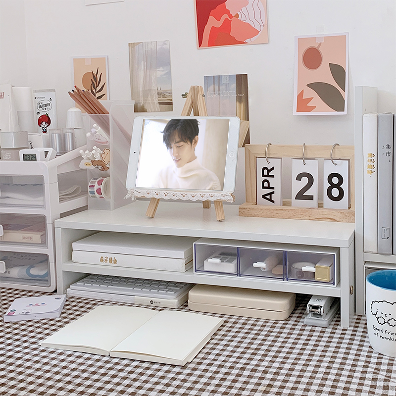 Computer heightening rack ins wind table shelf station desktop storage box student desk storage dormitory artifact