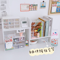 Simple table small bookshelf dormitory artifact desktop decoration ins College student girl heart desk storage rack