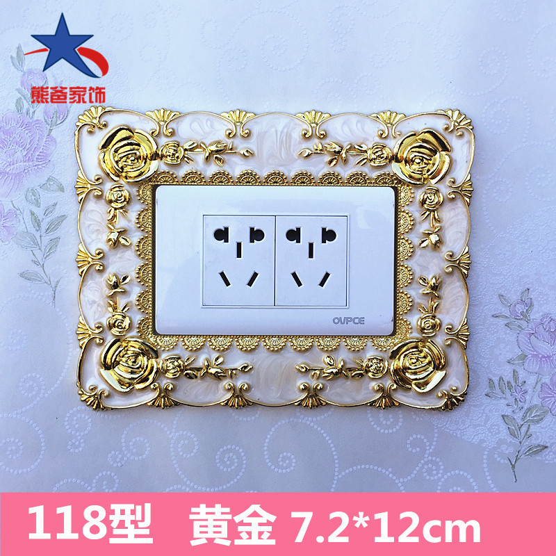 Rectangular creative switch decorated with wall stickup socket sticker minimalist modern 118 type switch appliquise gold silver postcard decoration