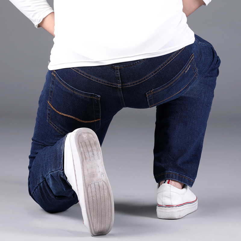 Quần jean mới chất béo cộng với chất béo XL nam thun eo cao với eo cao thẳng rộng đàn hồi giải trí shop quần áo nam