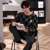 2022 new mens pyjamas pure cotton spring and autumn season leisure sports can be worn out of cover long pants home to serve two sets