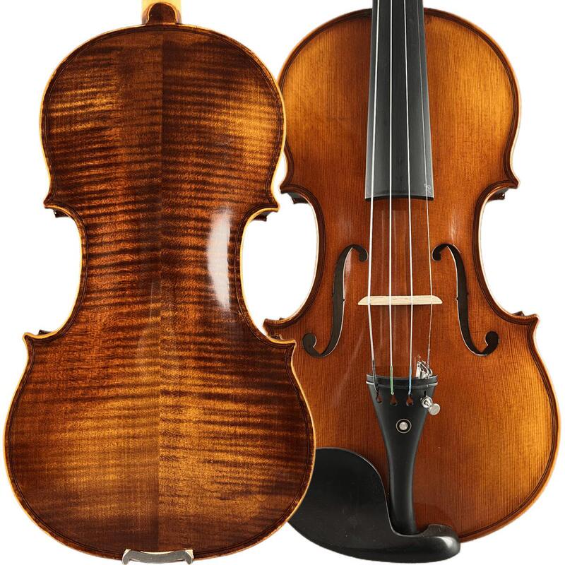 Yiming Musical Instruments Handmade Tiger Pattern Violin Hand-Painted with Natural Patterns for Practice, Grading, and Performance