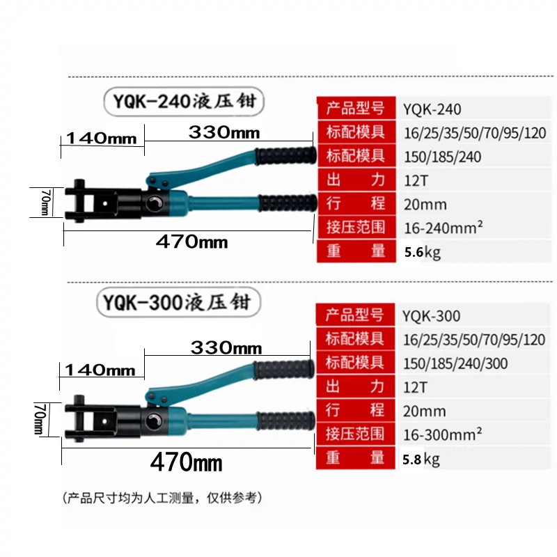 Kìm thủy lực Kìm đầu cuối cho thợ điện 70/120/120/240 kìm thủy lực bằng tay Kìm uốn mũi đồng