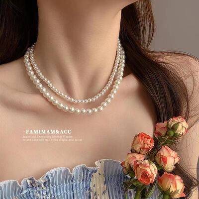 Pearl necklace for women, light luxury, niche and high-end style, summer 2024 new style simple millet grain collarbone chain accessory