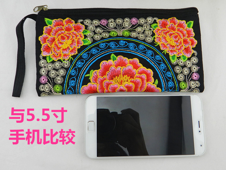 Vân nam thêu ví nữ gió quốc gia túi vải purse nữ vải retro coin purse túi điện thoại di động ví da nam hàng hiệu