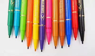 12 color small double head color oil marker Green purple yellow marker pen small double head color marker pen