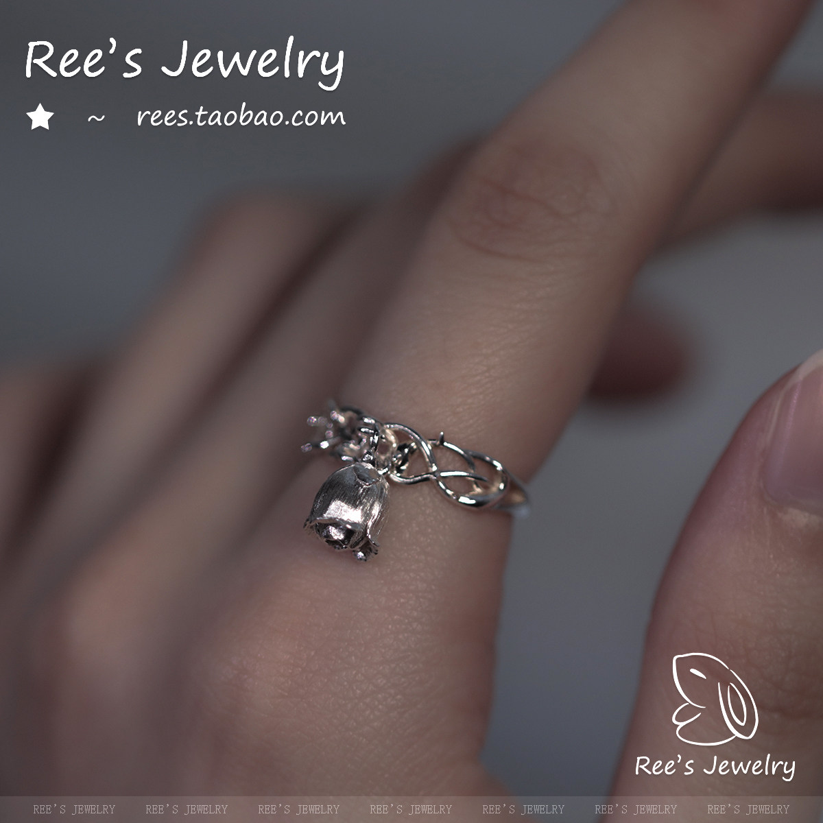 Niche original 925 silver rose thorn flower ring