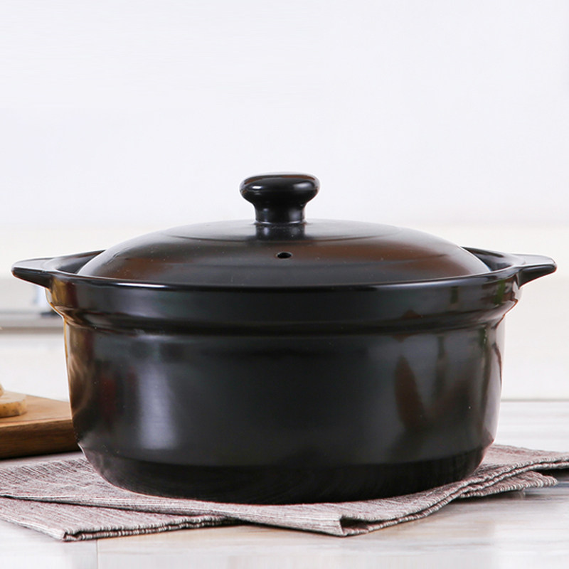 Ceramic casserole household stew pot black white soup pot high temperature resistant open flame straight burning pregnant women health small milk pot