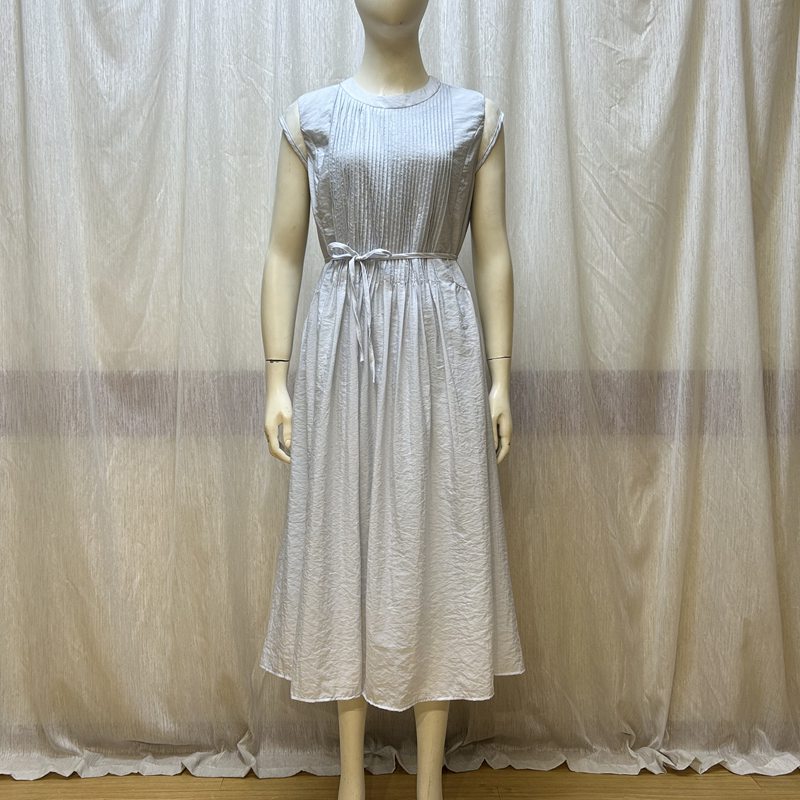 Internet Celebrity Wei's Minimalist Style A-Line Skirt~Lyocell~Solid Color Pleated Tie Dress 0.21kg