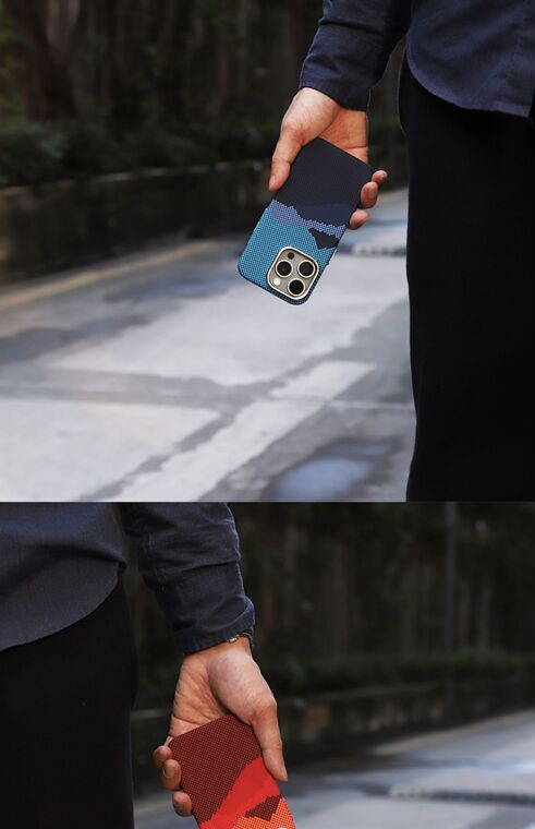 Alpine Mountain Carbon Fiber Pattern MagSafe Matte Slim Fit 15, 14, 13, 12 Phone Case