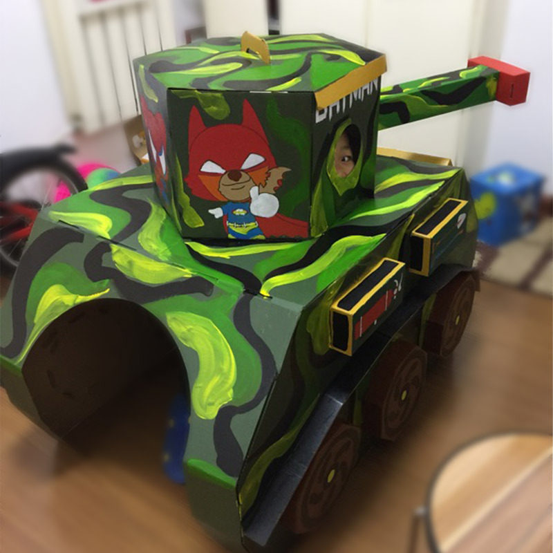 Oversize Handmade DIY Colourable Toys Tank Creative Toys Children's Simulation Hand-painted House Educational Paper Shell House