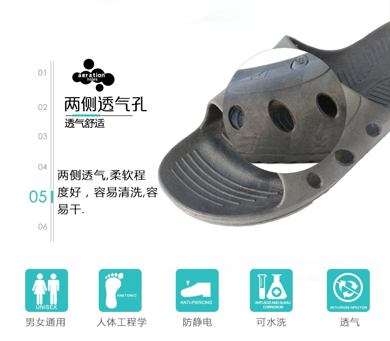Dép chống tĩnh điện mùa hè dành cho nam và nữ PVC xanh đen ESD đáy mềm PU khử mùi nhà xưởng điện tử giày dép bảo hộ
