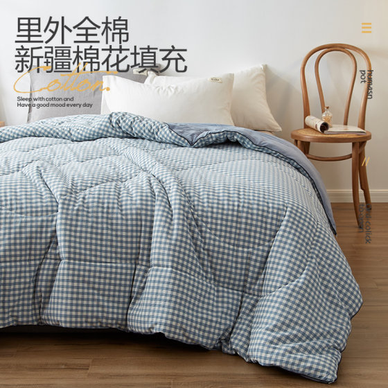 Class a Xinjiang Cotton Quilt, Suitable for All Seasons, Single-Person, All-Cotton Air-Conditioning Quilt Core, Pure Cotton Winter Quilt, Thickened for Warmth, Suitable for Spring and Autumn