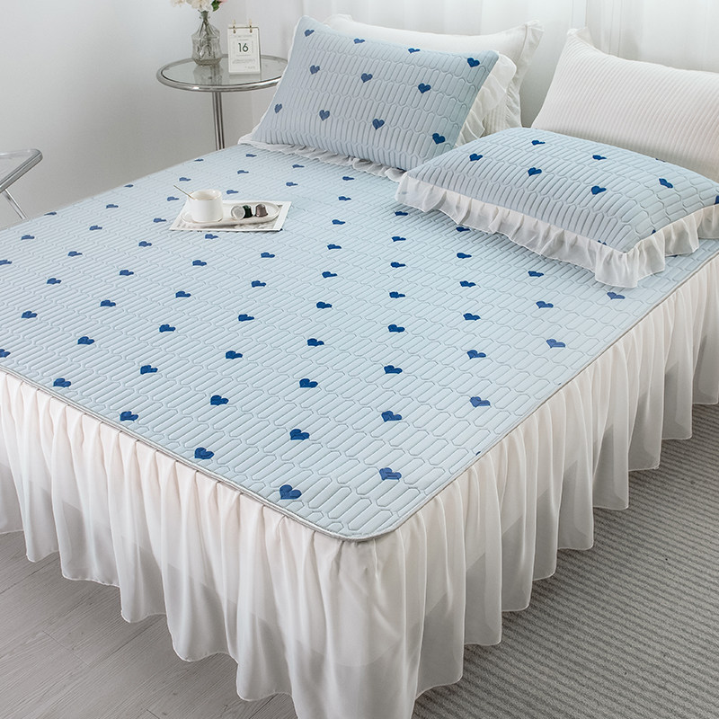 Bed skirt latex mat three-piece set machine washable folding ice silk mat 1 5 summer naked sleep air conditioning soft mat