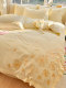 French-Style Pure Cotton Four-Piece Bedding Set, 100% Cotton Embroidered Duvet Cover, High-End Bedding, Light Luxury Bed Sheet and Fitted Sheet for Girls