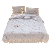 Bedskirt latex summer quilt four-piece set single and double summer quilt machine washable three-piece air-conditioned quilt thin quilt