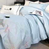 Покрывало, хлопковый комплект, пододеяльник, простыня, в американском стиле, легкий роскошный стиль, 4 предмета, с вышивкой, изысканный стиль