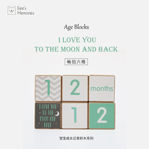 Original age blocks baby photo props baby month posing for ins photo props beech wood blocks