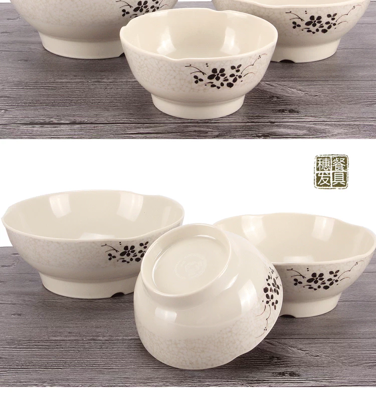 Ajisen Ramen Bát Thương mại Nhựa Bò Mì Soup Súp Cháo Bát Lớn Bát Mala Tang Nhật Bản Melamine Giả sứ Bát Bộ đồ ăn - Đồ ăn tối