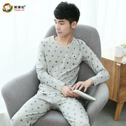 Teen Qiuyi Qiuku Suit Nam Cotton Học sinh trung học phổ thông Đồ lót ấm cotton mỏng Áo len cơ sở