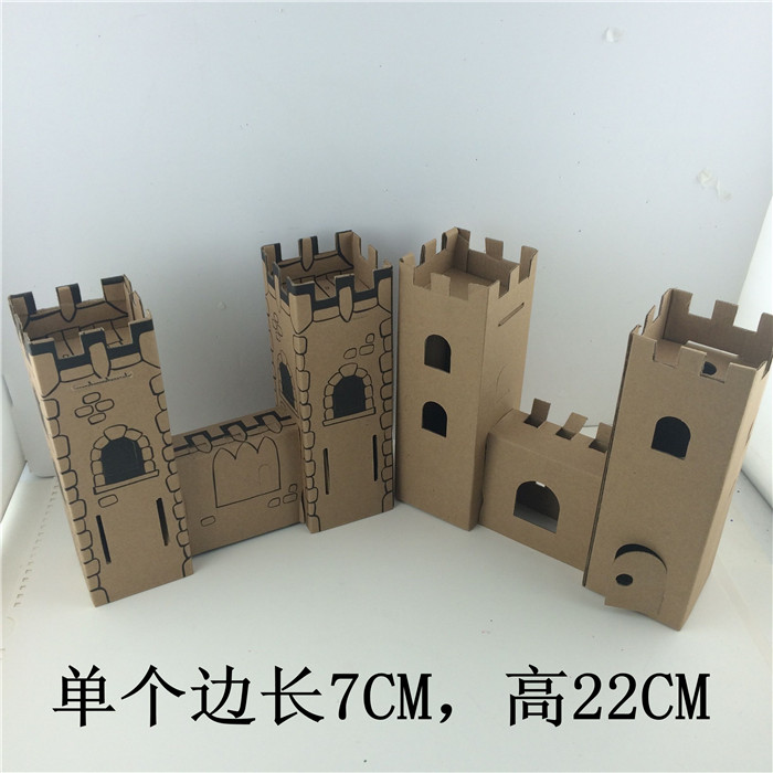 Xiao Ba Lazi Tranh sáng tạo Chất liệu Tranh Trắng Khuôn đầy DIY Giấy Nhà lâu đài Trẻ em Handmade đồ chơi em bé